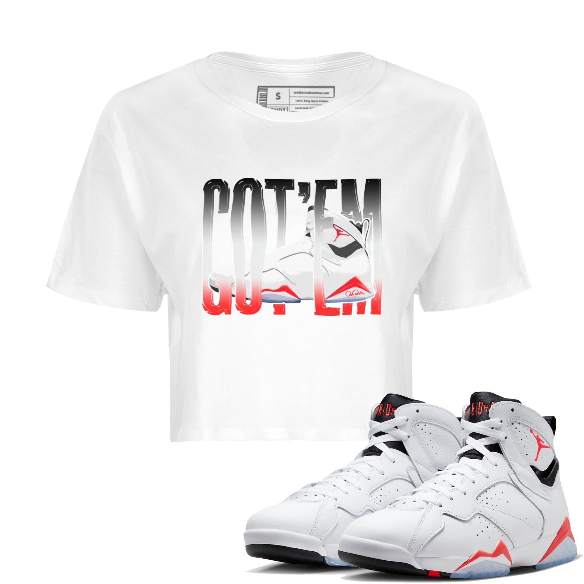 Wiggling Gotem Women's Tops - Air Jordan 7 White Infrared