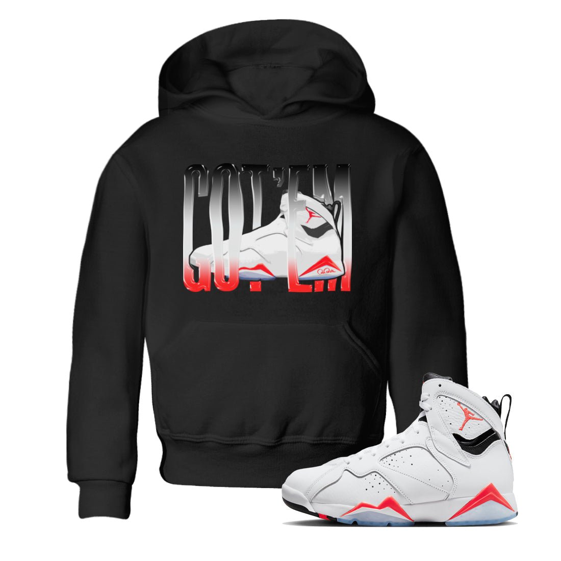 Wiggling Gotem Kids Tops - Air Jordan 7 White Infrared
