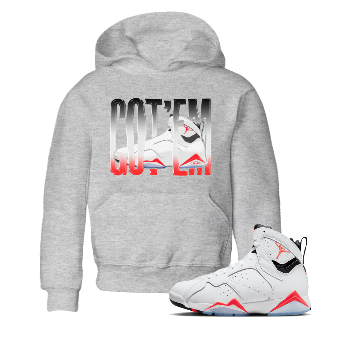 Wiggling Gotem Kids Tops - Air Jordan 7 White Infrared