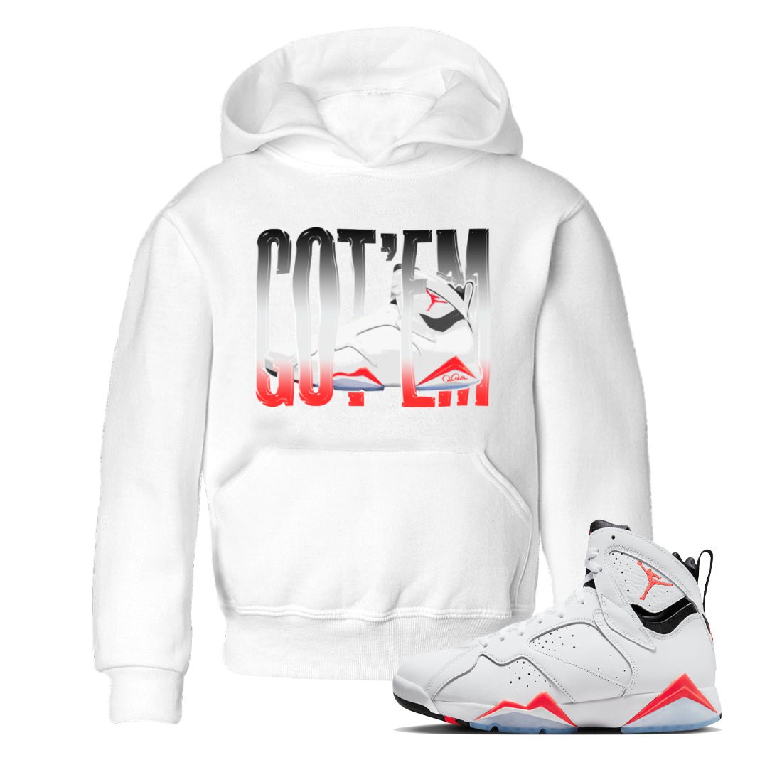Wiggling Gotem Kids Tops - Air Jordan 7 White Infrared