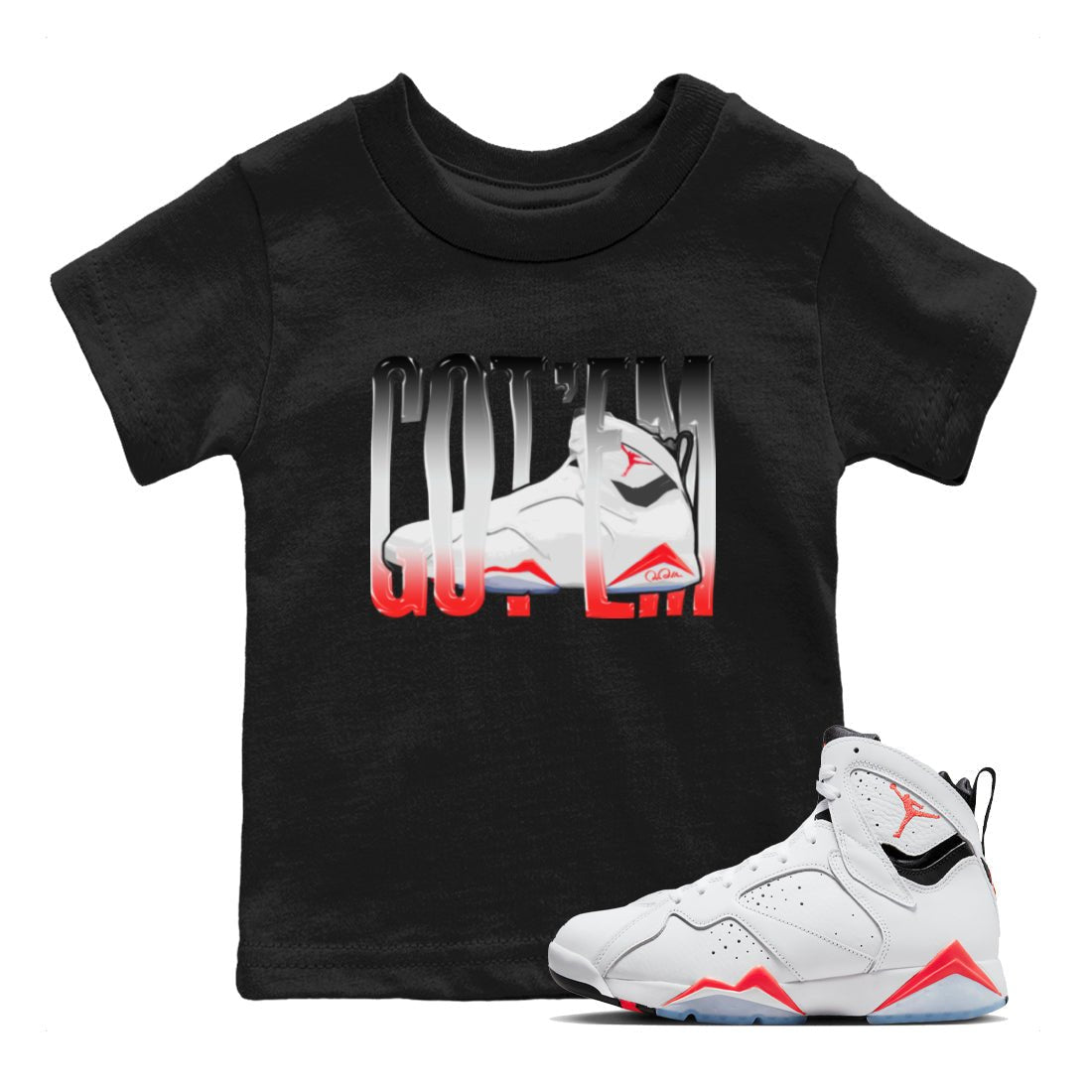 Wiggling Gotem Kids Tops - Air Jordan 7 White Infrared