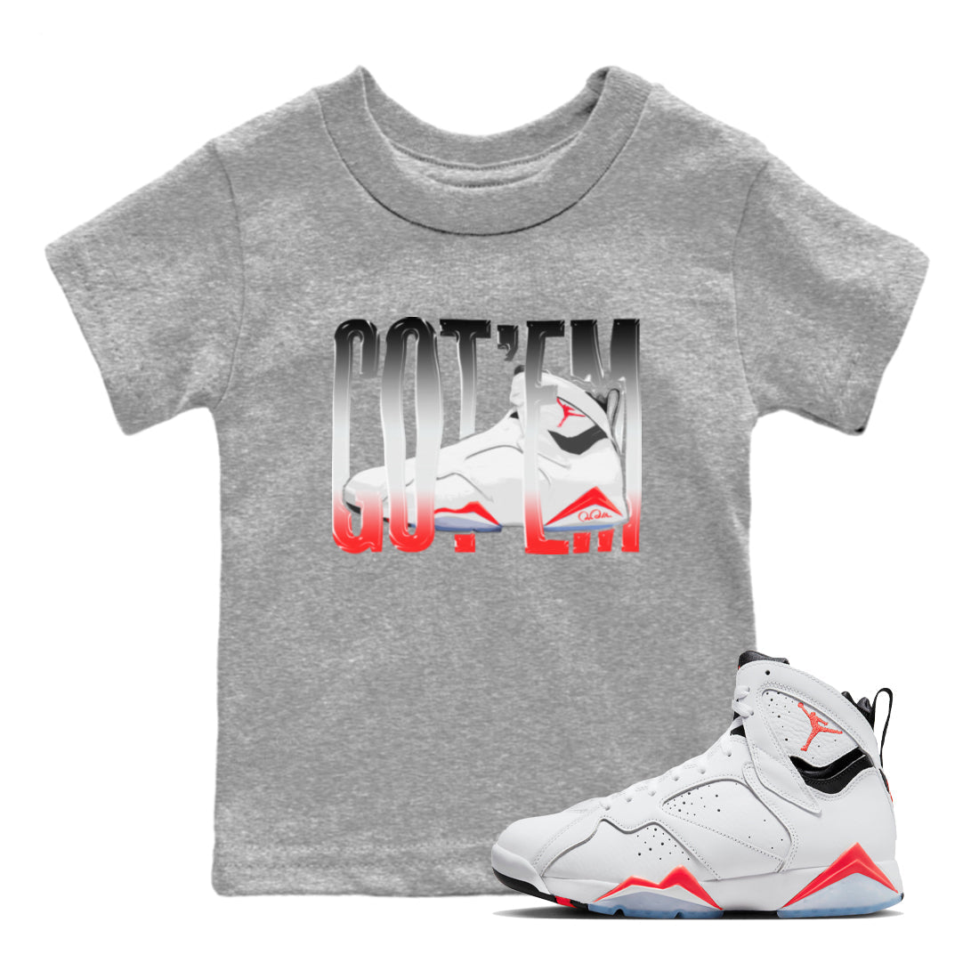 Wiggling Gotem Kids Tops - Air Jordan 7 White Infrared