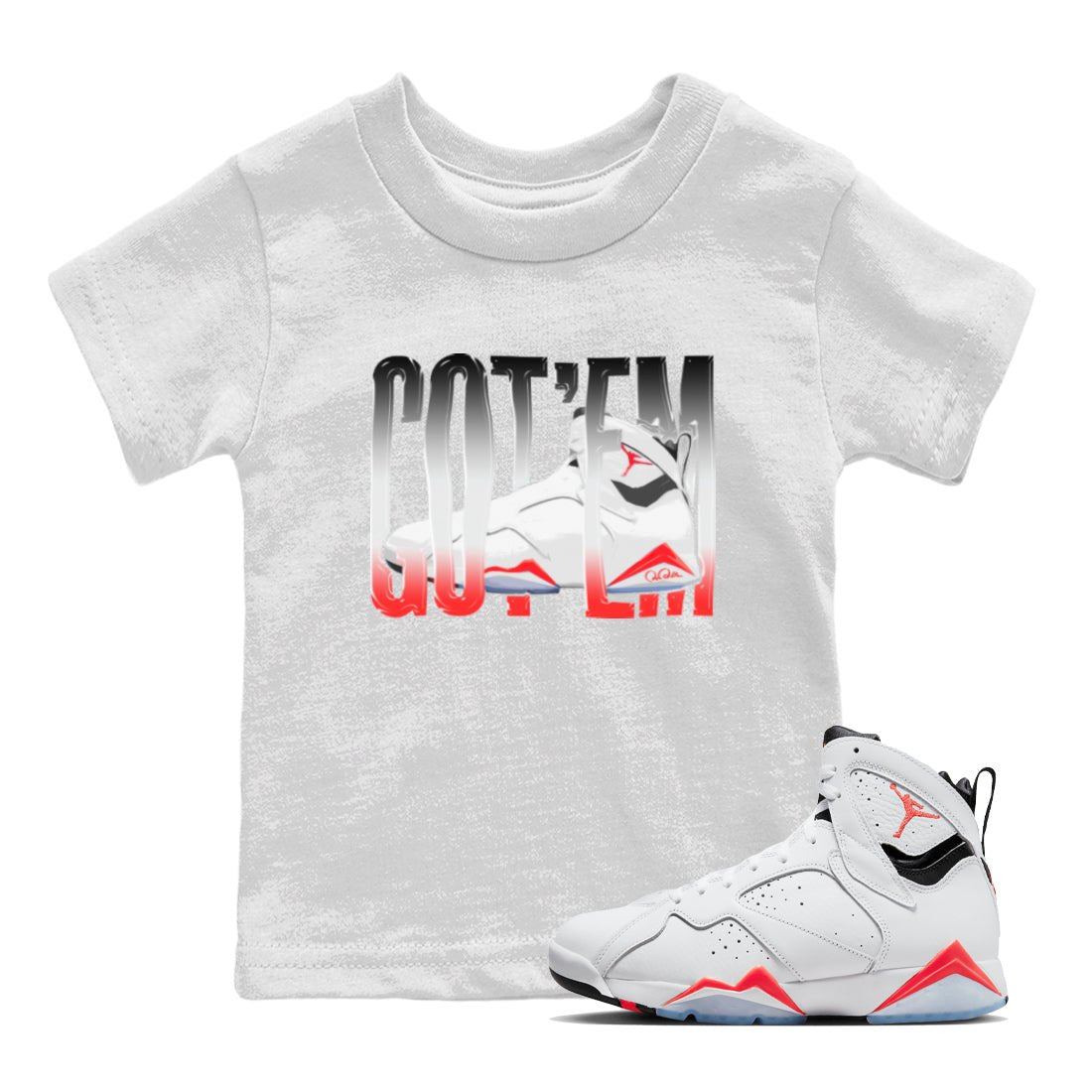 Wiggling Gotem Kids Tops - Air Jordan 7 White Infrared