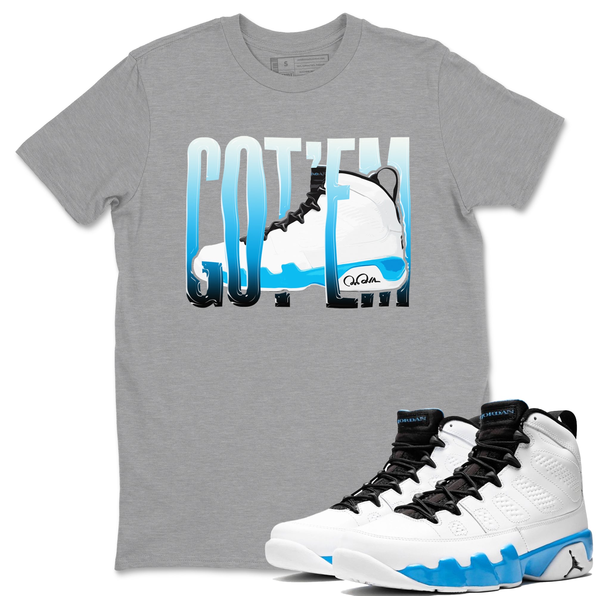 Wiggling Gotem snkmatch Tees - Air Jordan 9 Powder Blue