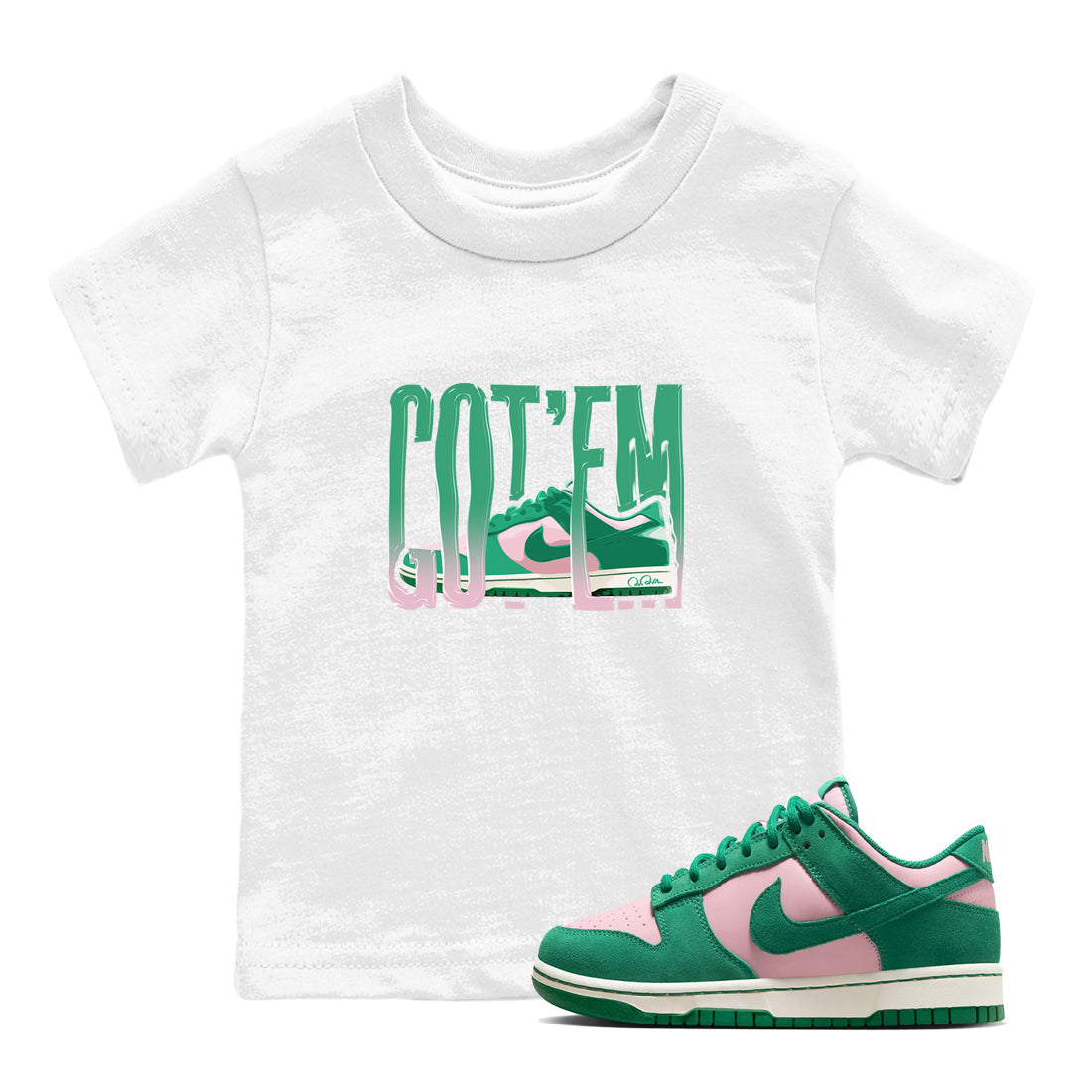 Wiggling Gotem snkmatch Tees Kids - Dunk Medium Soft Pink Malachite