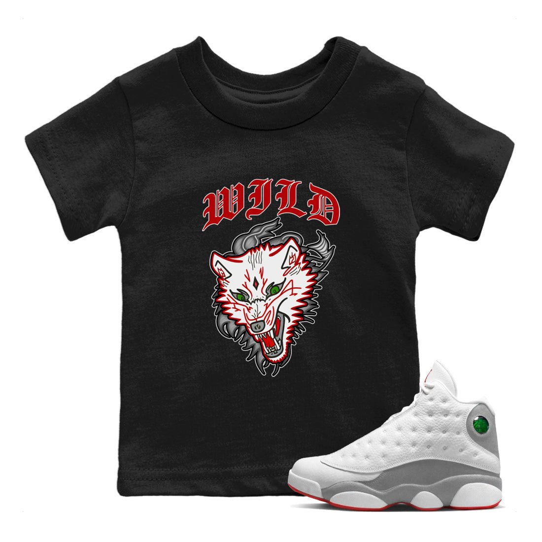 Wild Animal Kids Tops - Air Jordan 13 Wolf Grey