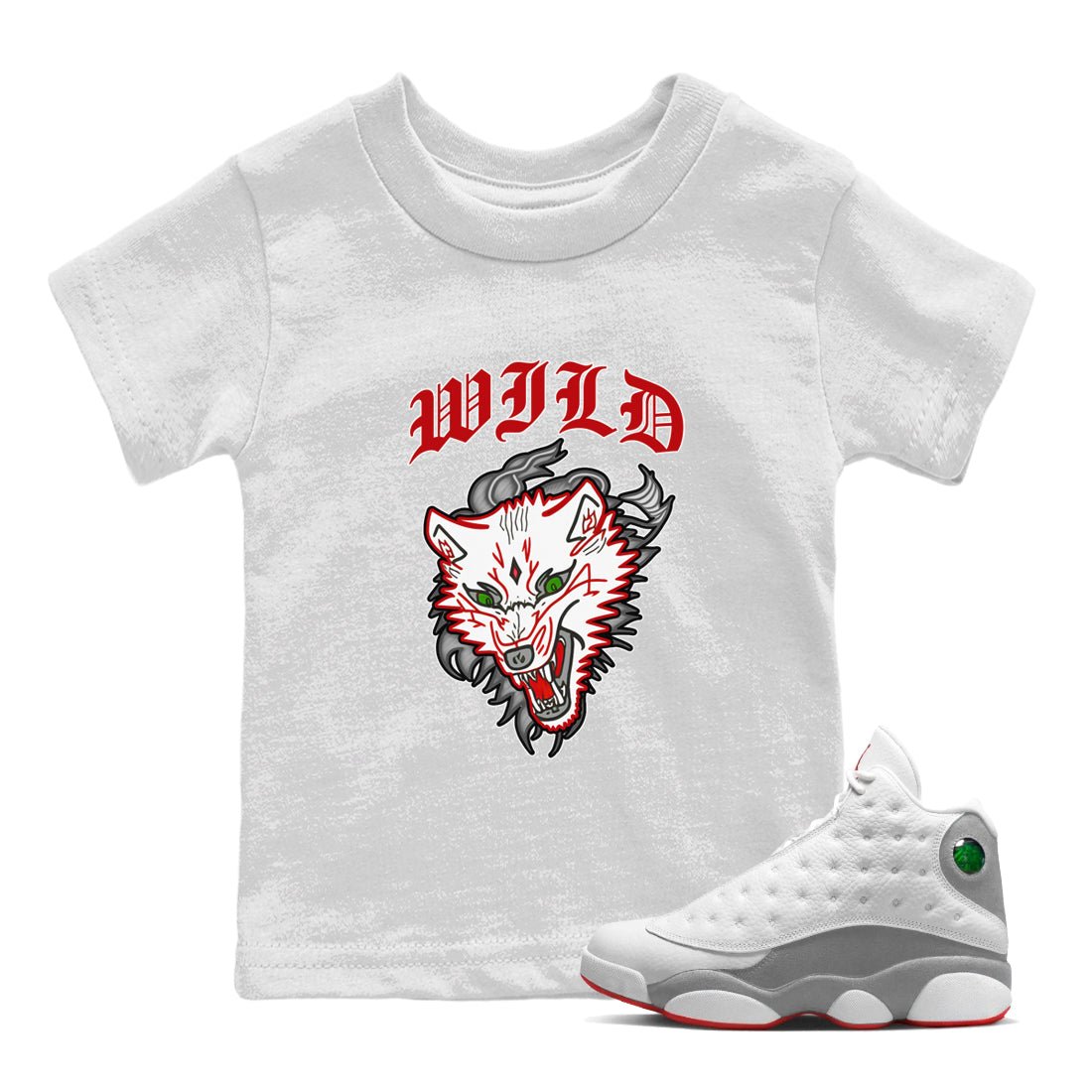Wild Animal Kids Tops - Air Jordan 13 Wolf Grey