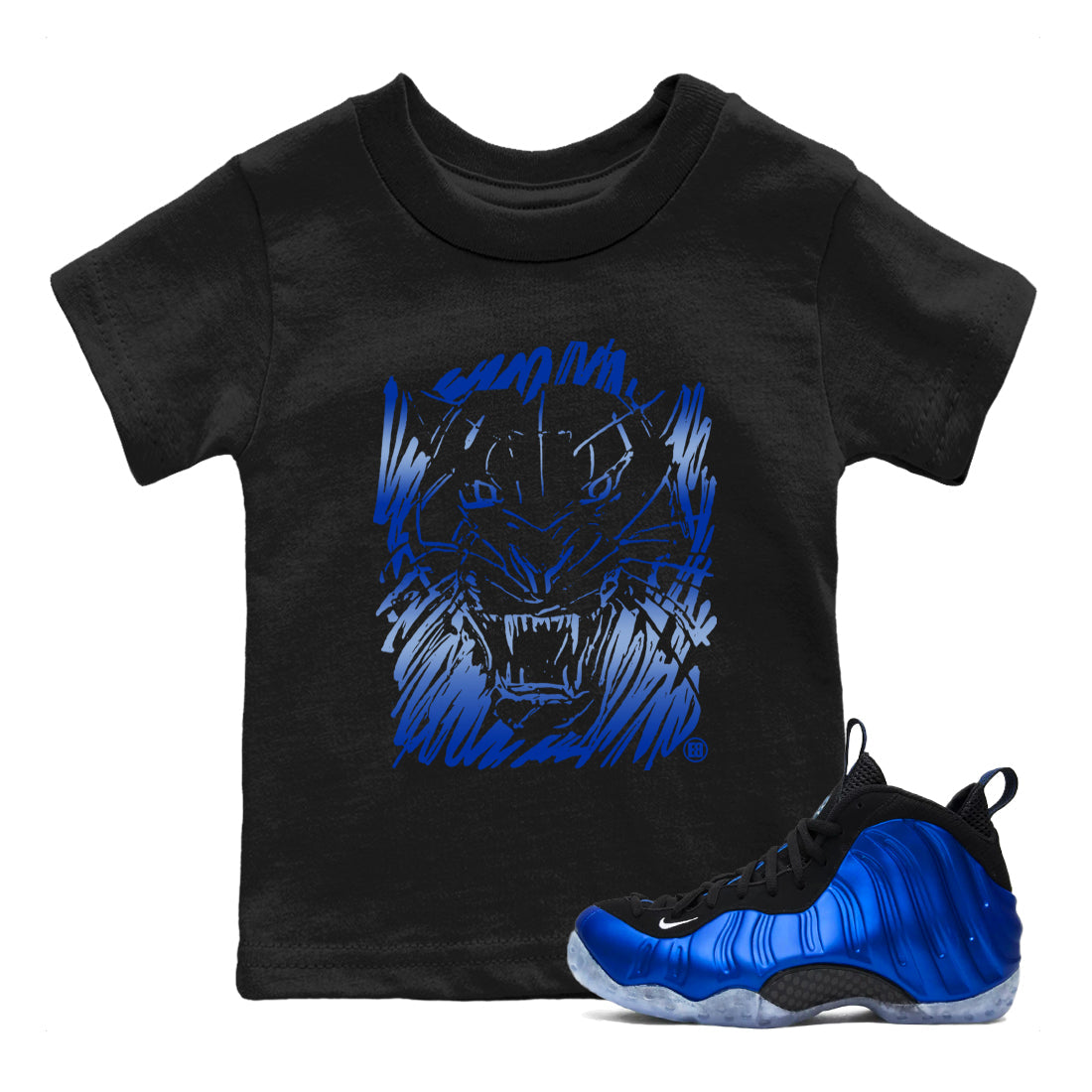 Wild Cat Doodle snkmatch Tees Kids - Air Foamposite One Royal