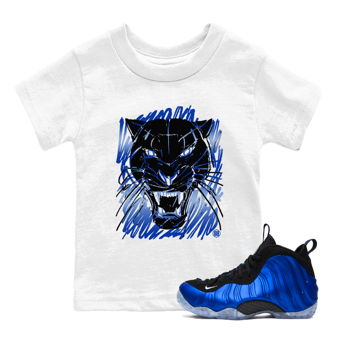 Wild Cat Doodle snkmatch Tees Kids - Air Foamposite One Royal