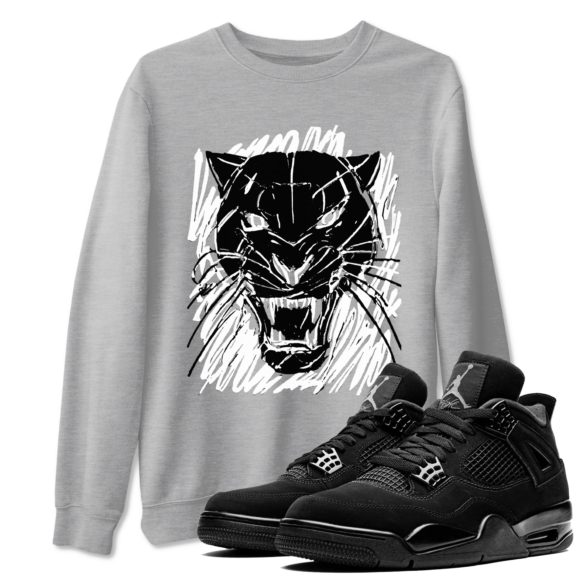 Wild Cat Doodle snkmatch Tees - Air Jordan 4 Black Cat