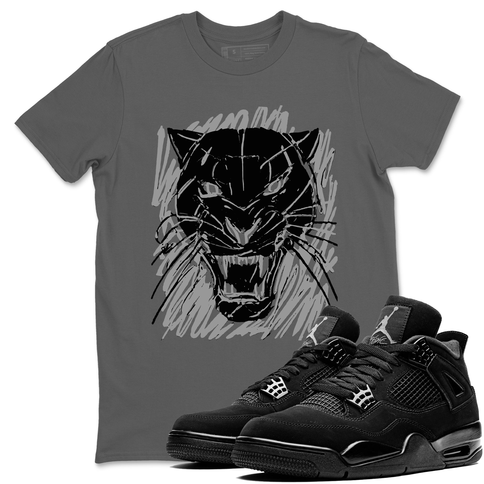 Wild Cat Doodle snkmatch Tees - Air Jordan 4 Black Cat