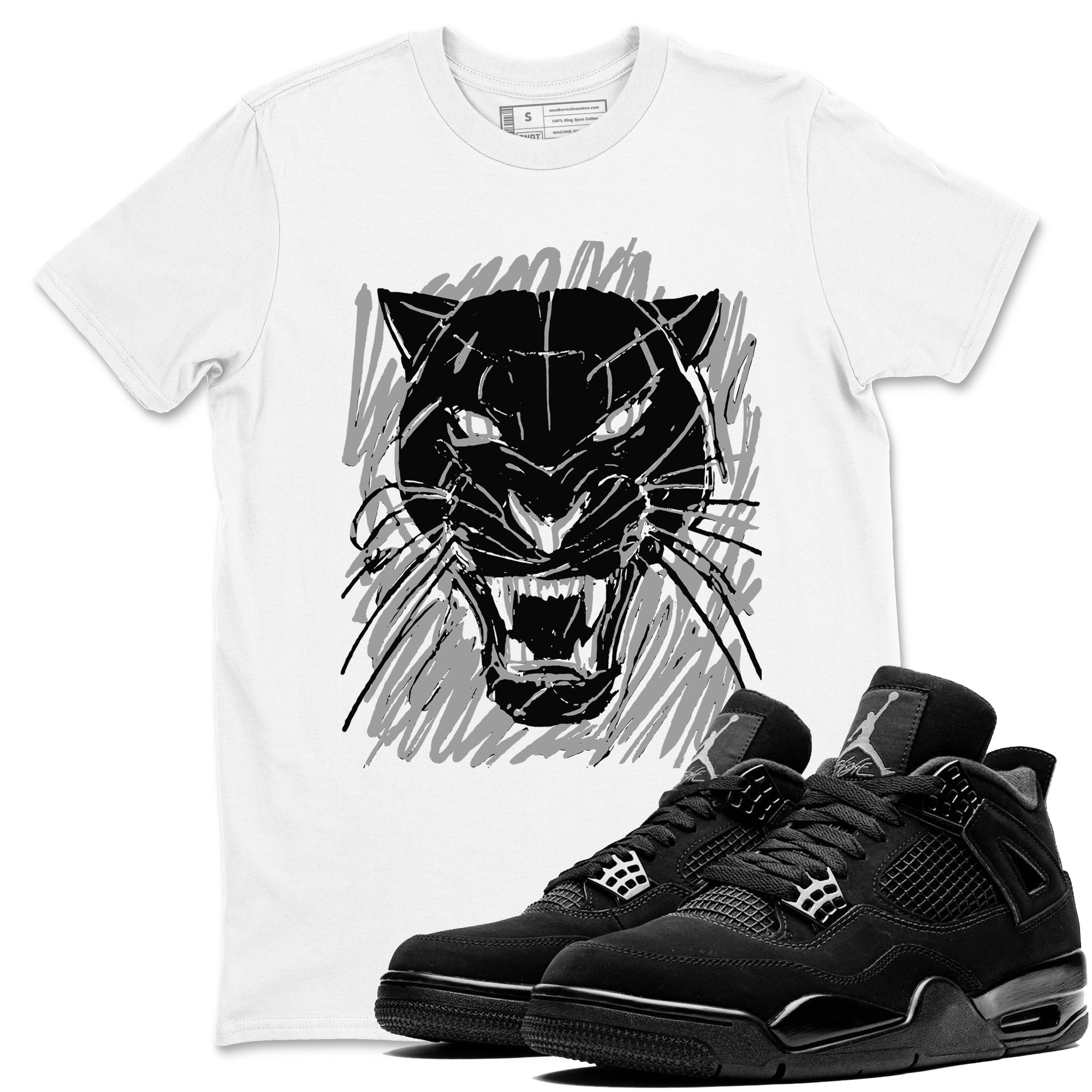 Wild Cat Doodle snkmatch Tees - Air Jordan 4 Black Cat