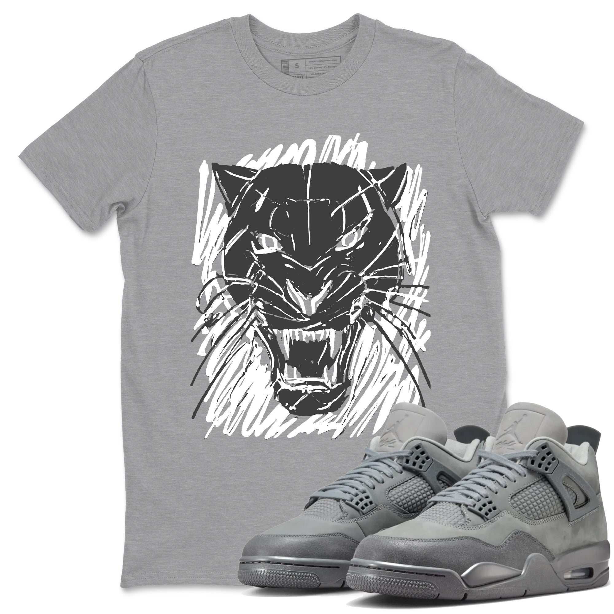 Wild Cat Doodle snkmatch Tees - Air Jordan 4 Wet Cement