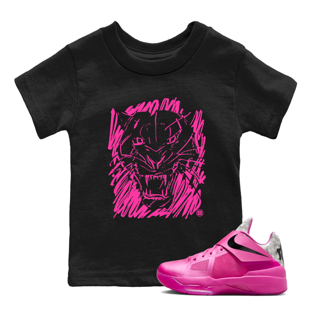 Wild Cat Doodle snkmatch Tees Kids - Nike KD 4 Aunt Pearl