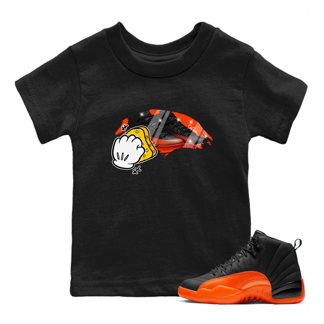 Wiping Kids Tops - Air Jordan 12 Brilliant Orange