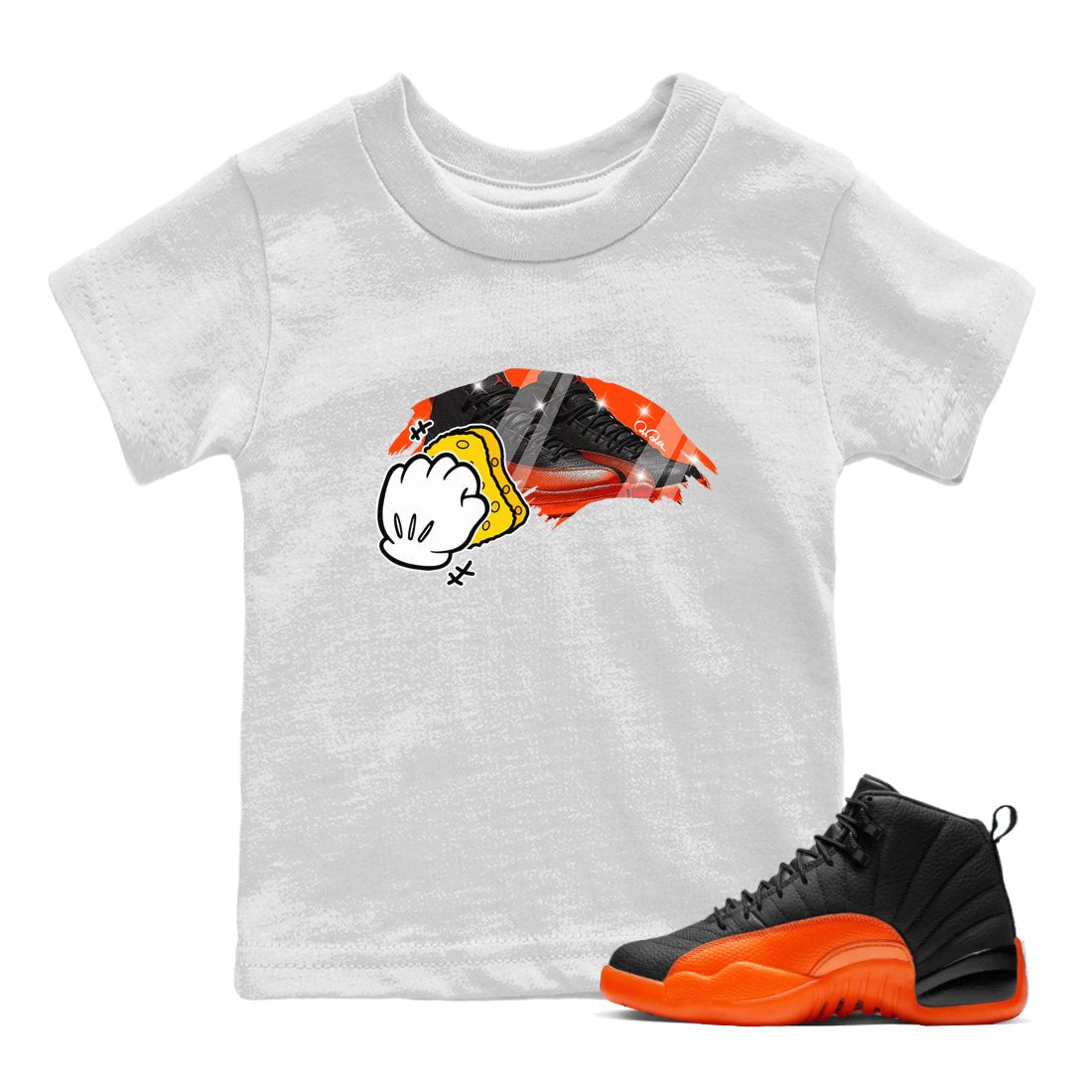 Wiping Kids Tops - Air Jordan 12 Brilliant Orange