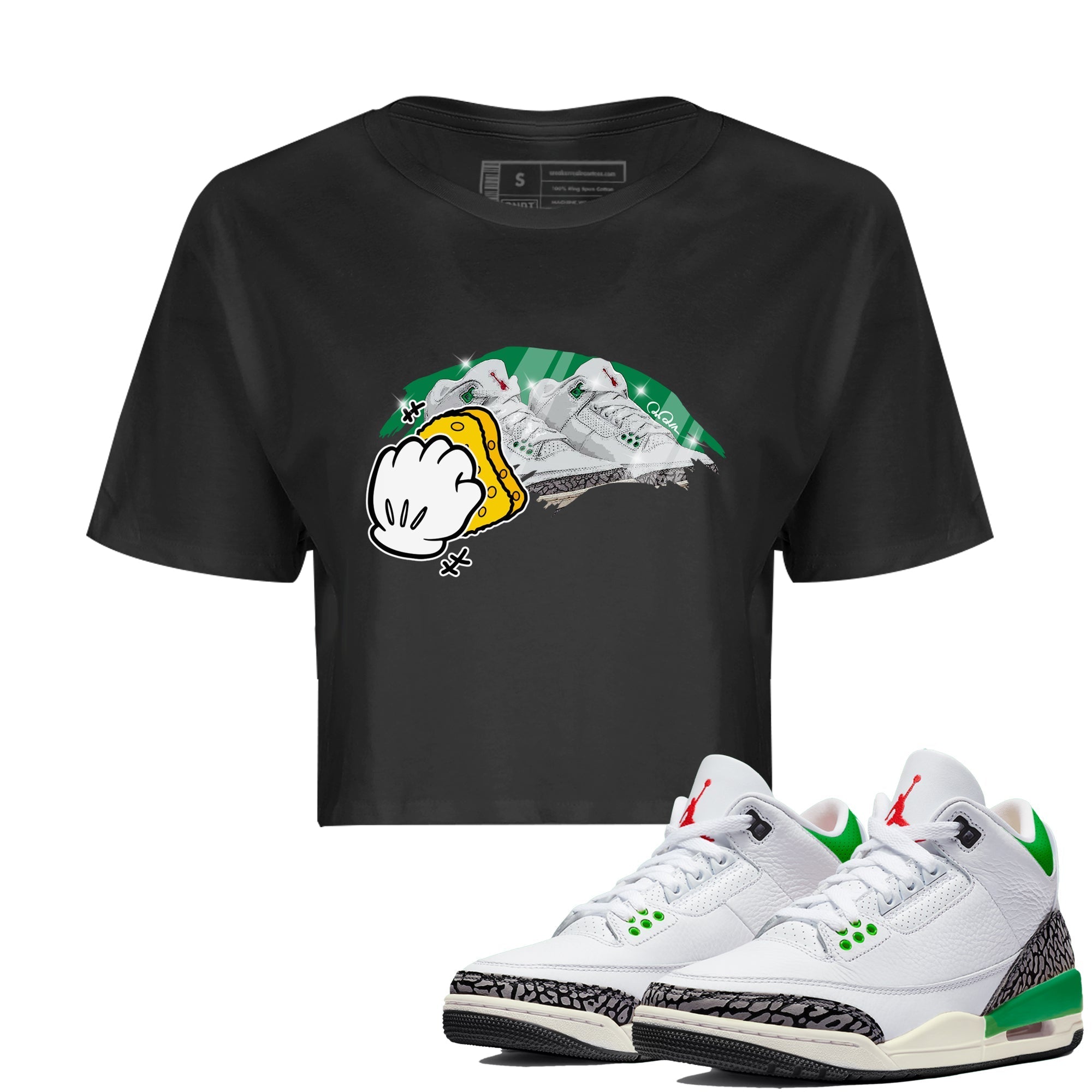 Wiping Women's Tops - Air Jordan 3 Lucky Green