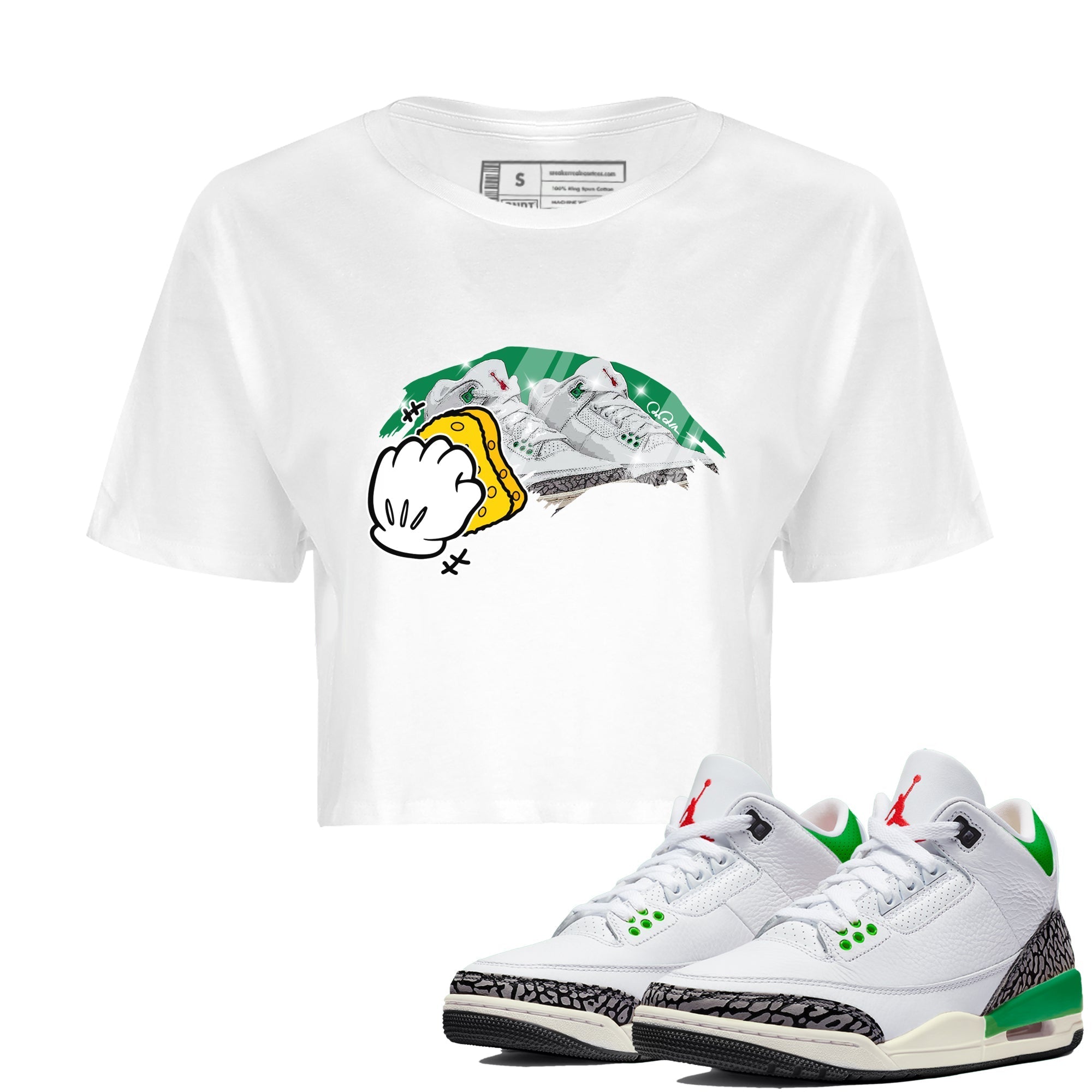 Wiping Women's Tops - Air Jordan 3 Lucky Green