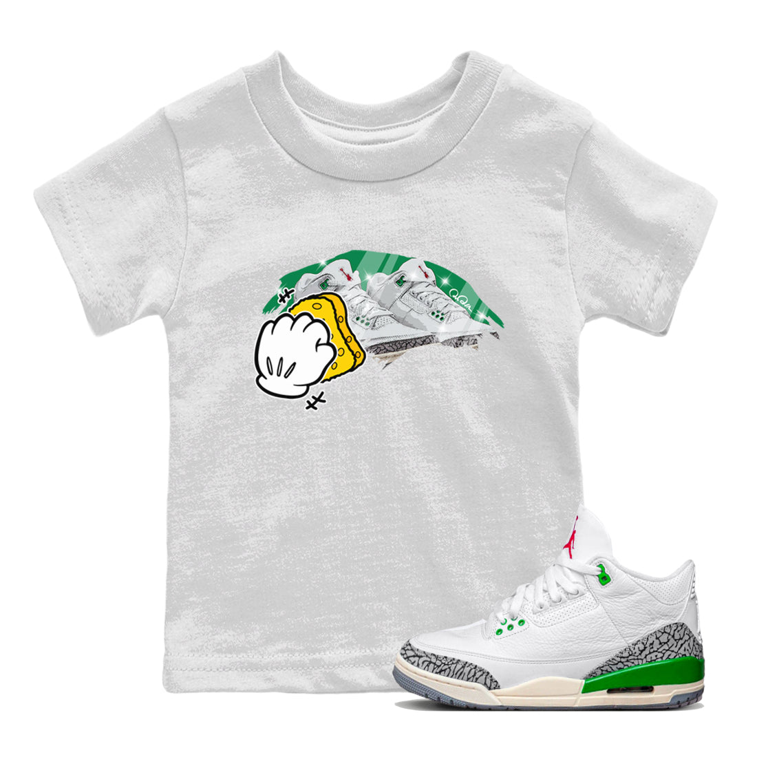 Wiping Kids Tops - Air Jordan 3 Lucky Green