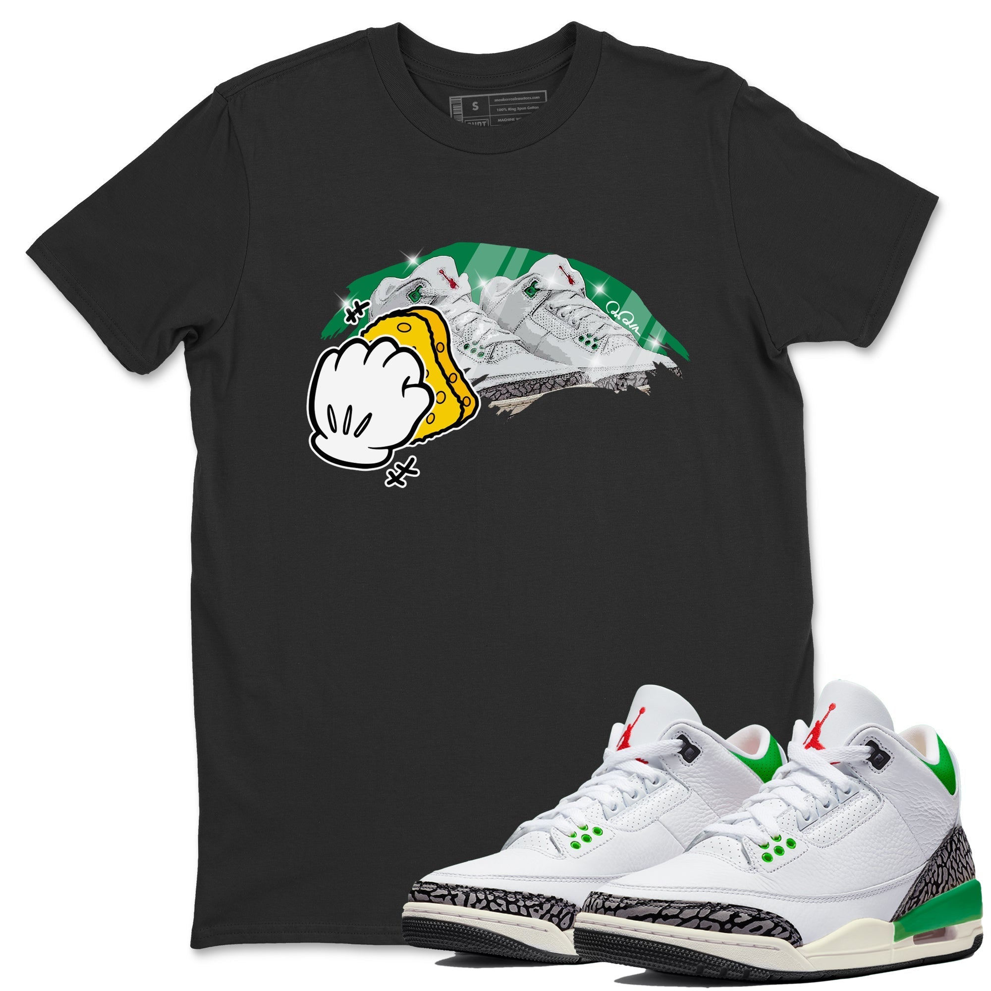 Wiping Unisex Tops - Air Jordan 3 Lucky Green
