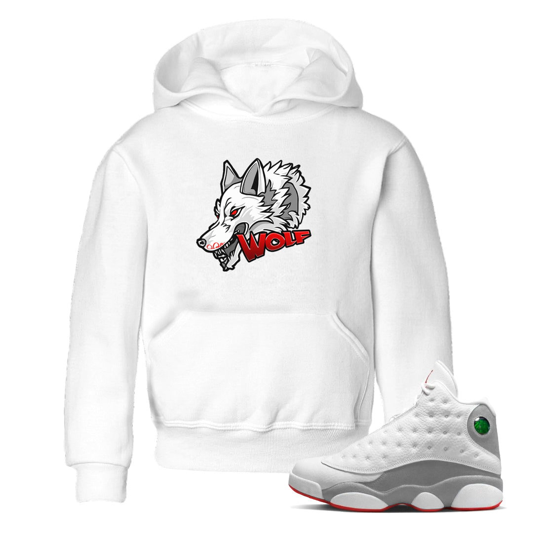Wolf Head Kids Tops - Air Jordan 13 Wolf Grey