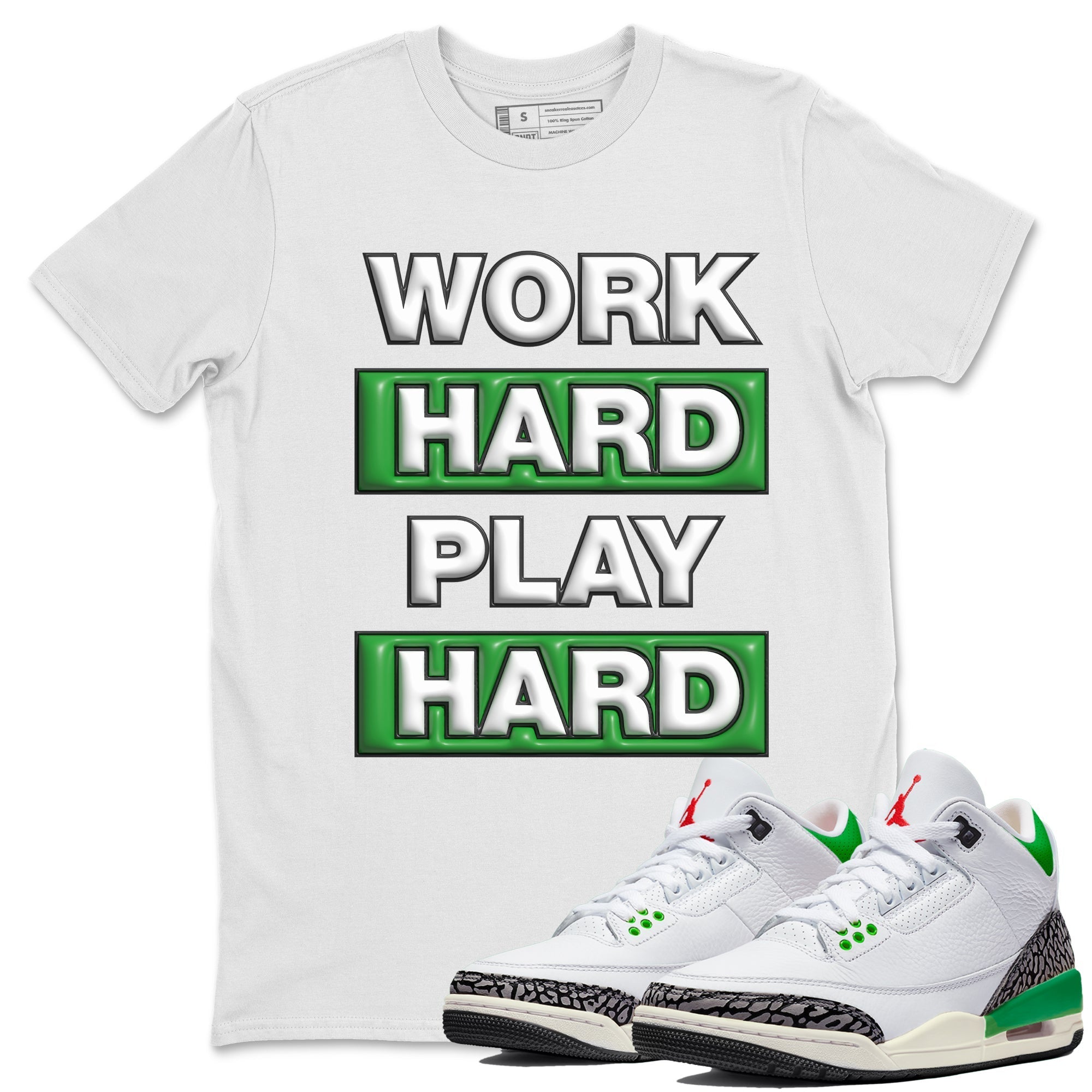 Work Hard Play Hard Unisex Tops - Air Jordan 3 Lucky Green