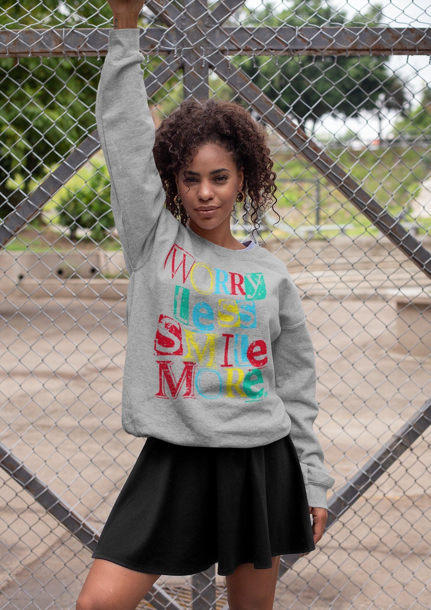 Worry Less Smile More Unisex Tops - Dunk Free 99 White