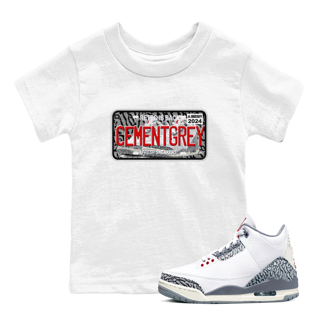snkmatch Plate snkmatch Tees Kids - Air Jordan 3 Cement Grey