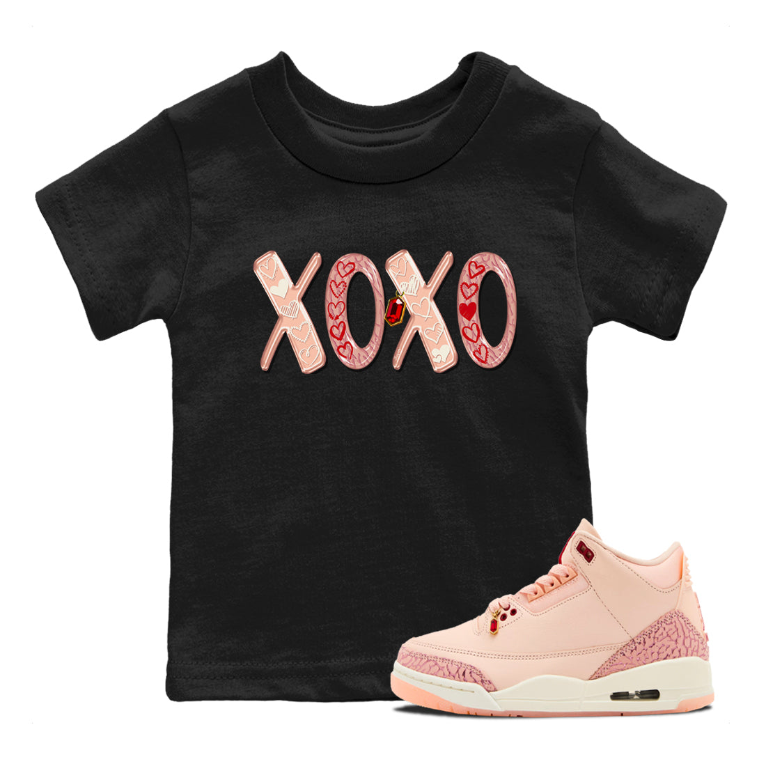 XOXO snkmatch Tees Kids - Air Jordan 3 Valentines Day