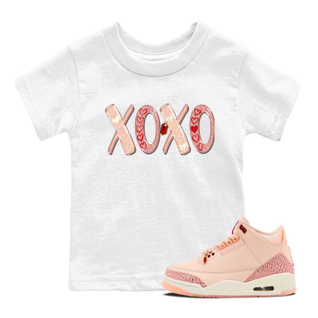 XOXO snkmatch Tees Kids - Air Jordan 3 Valentines Day