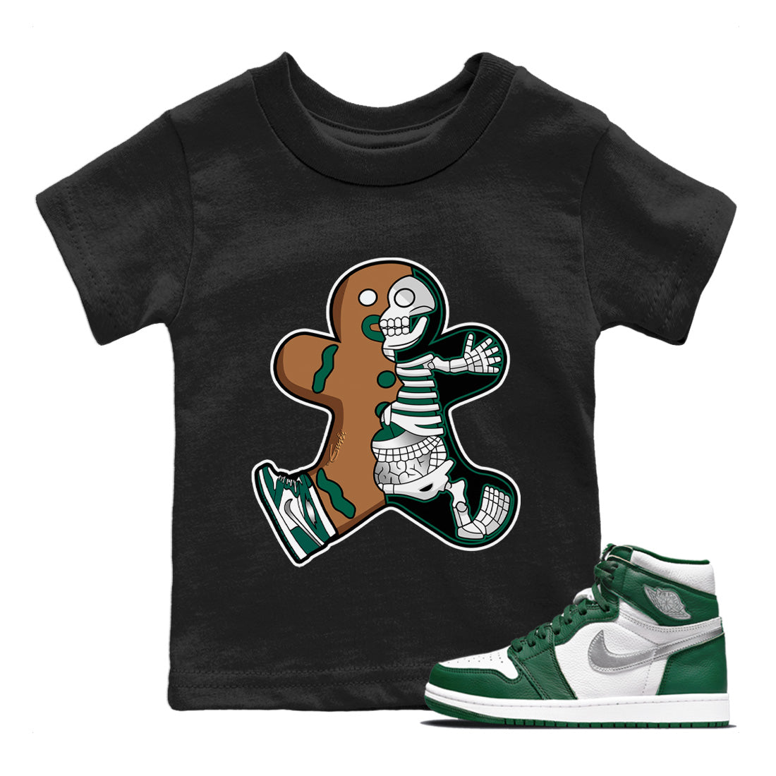 Xray Gingerbread Man Kids Tops - Air Jordan 1 Gorge Green