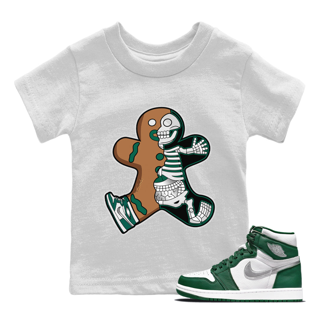Xray Gingerbread Man Kids Tops - Air Jordan 1 Gorge Green