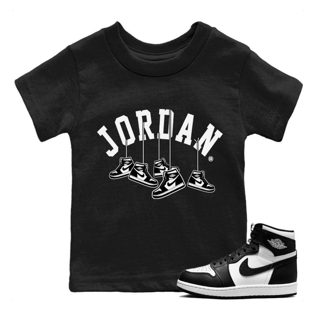 Hanging snkmatchs Kids Tops - Air Jordan 1 Black White