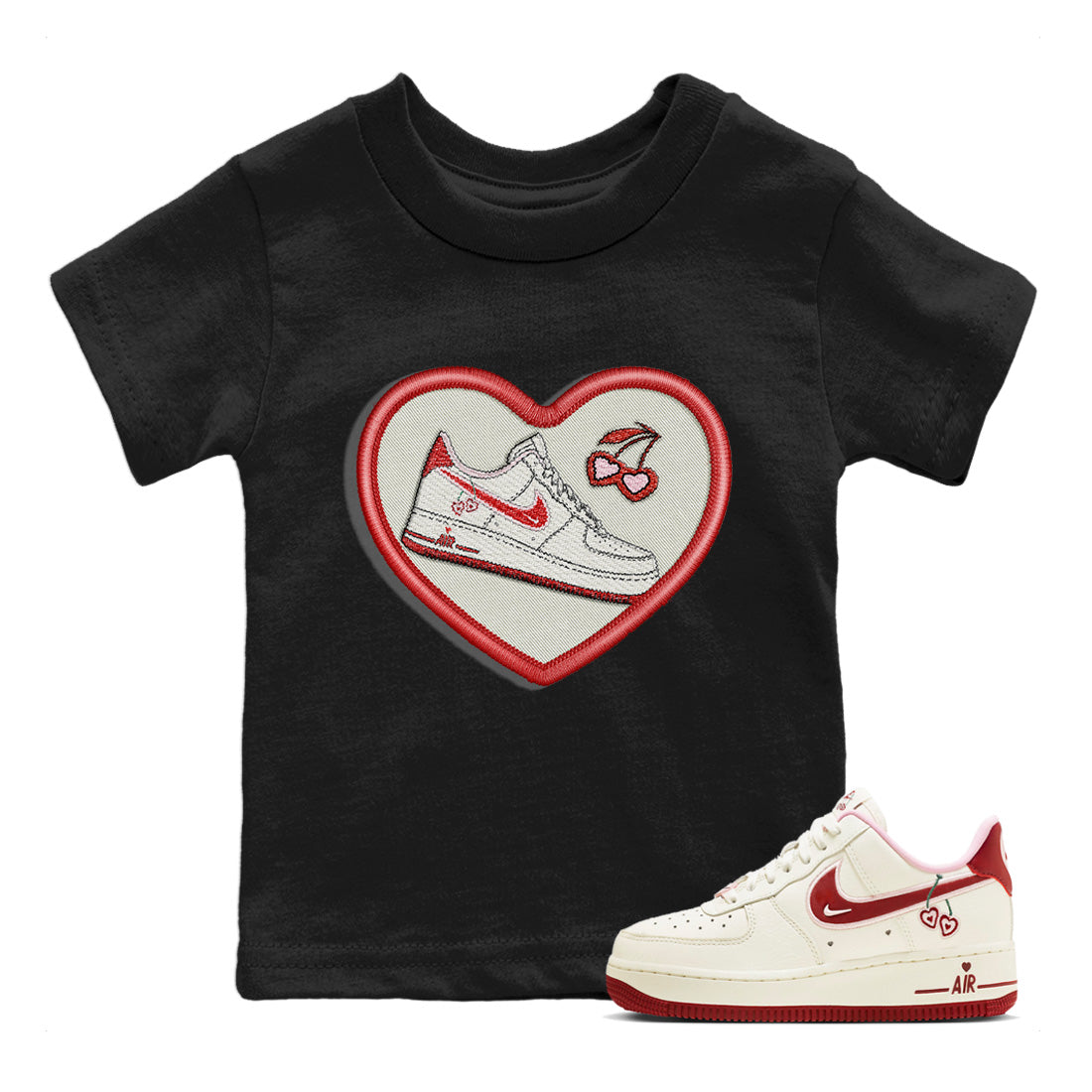 Embroidery Patch Kids Tops - Air Force 1 Valentines Day