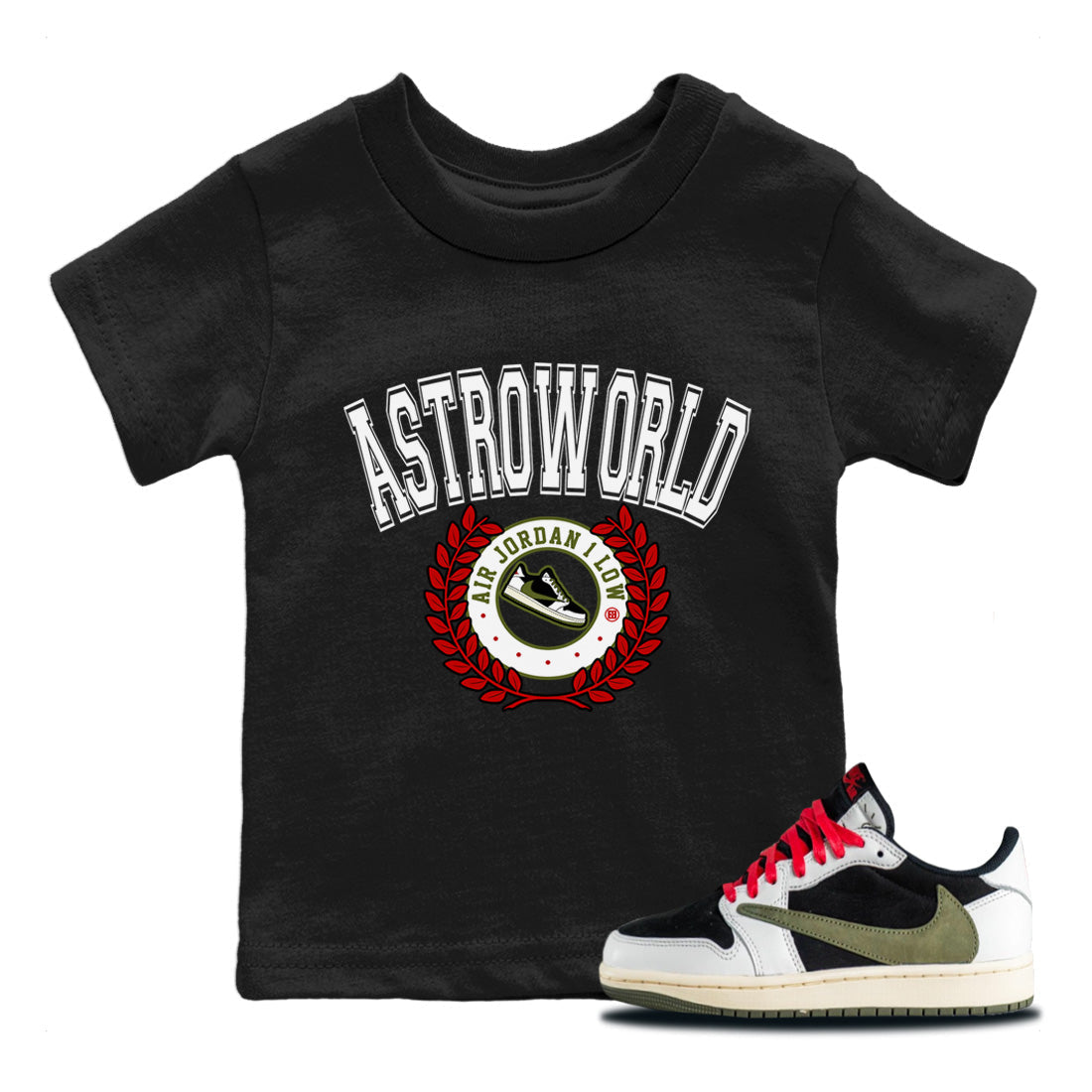 snkmatch Letter Kids Tops - Air Jordan 1 Travis Scott Olive