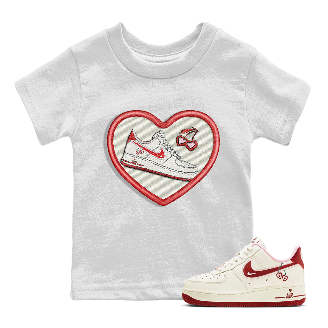Embroidery Patch Kids Tops - Air Force 1 Valentines Day