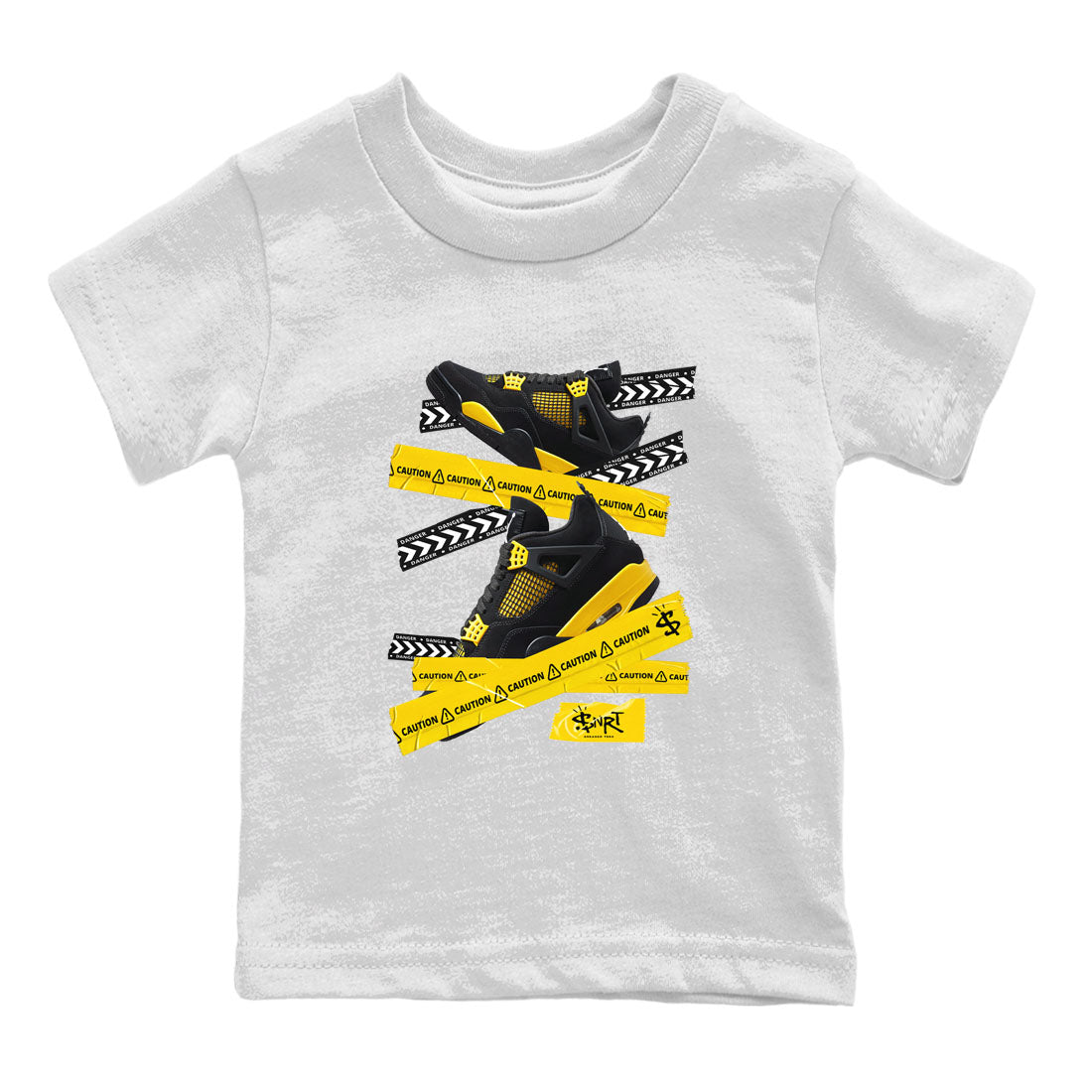Caution Tape Kids Tops - Air Jordan 4 Thunder