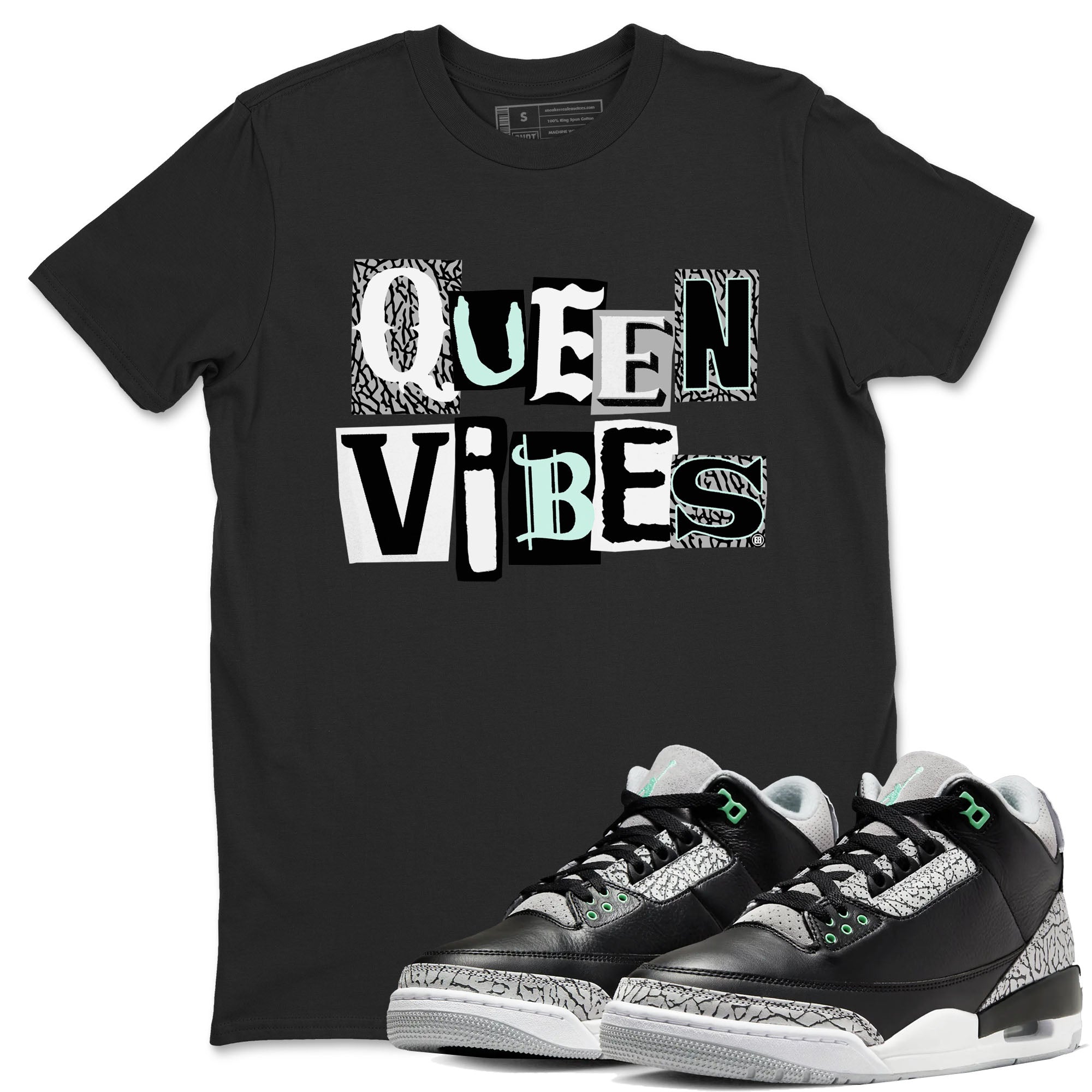 Queen Vibes snkmatch Tees - Air Jordan 3 Green Glow