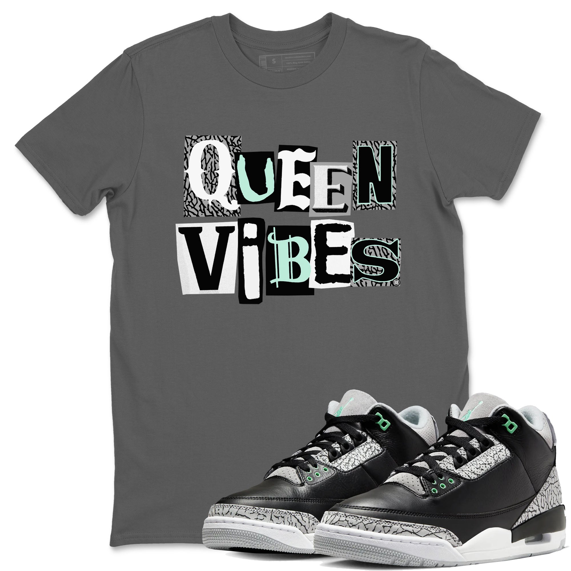 Queen Vibes snkmatch Tees - Air Jordan 3 Green Glow