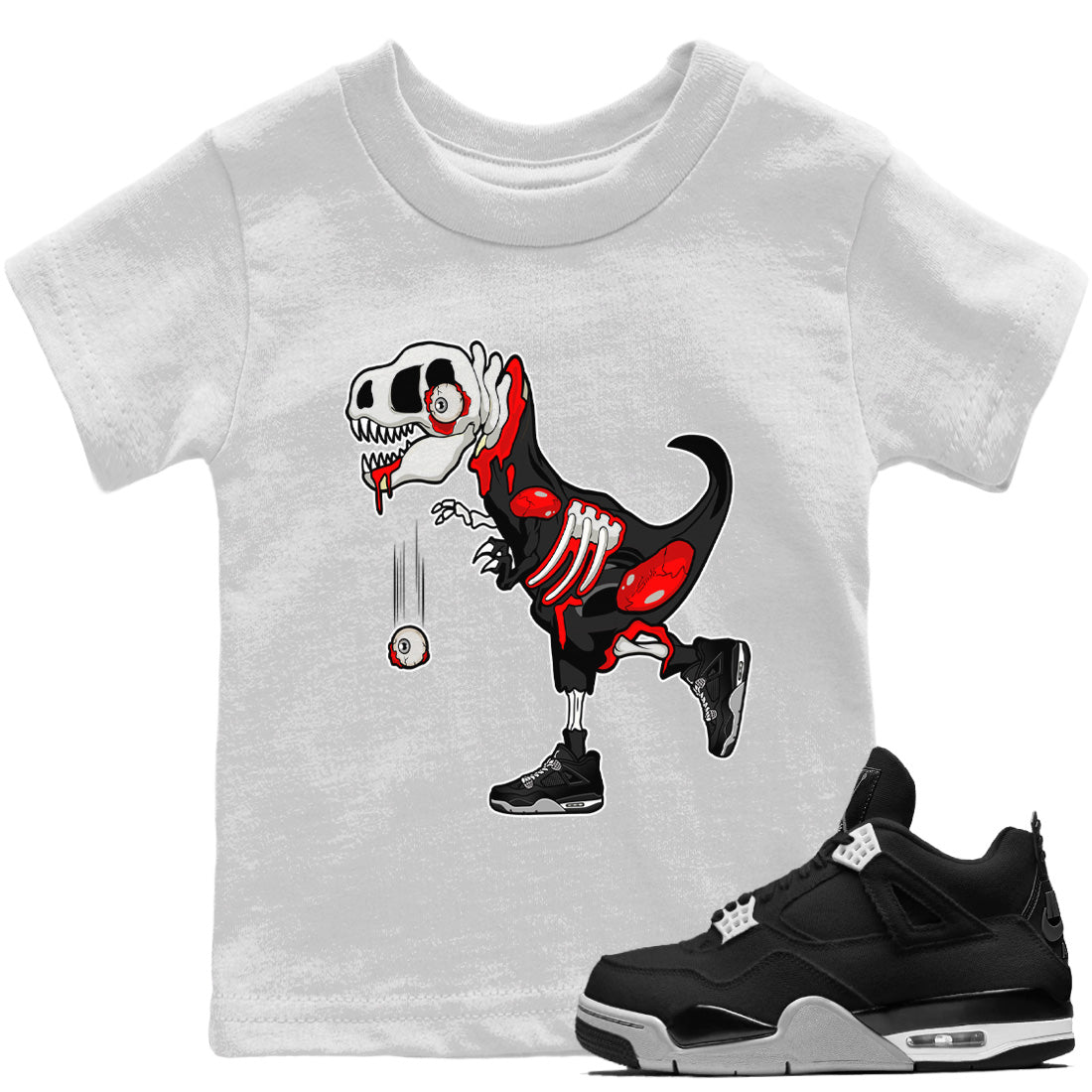 Zombie Dino Kids Tops - Air Jordan 4 Black Canvas
