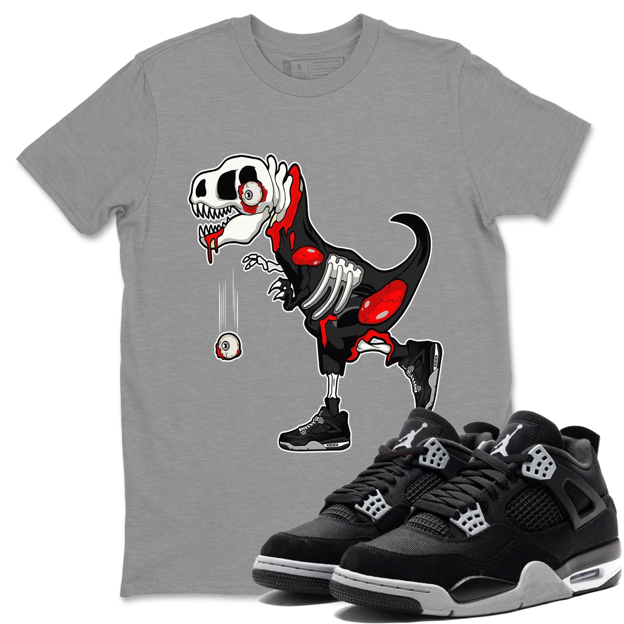 Zombie Dino Unisex Tops - Air Jordan 4 Black Canvas